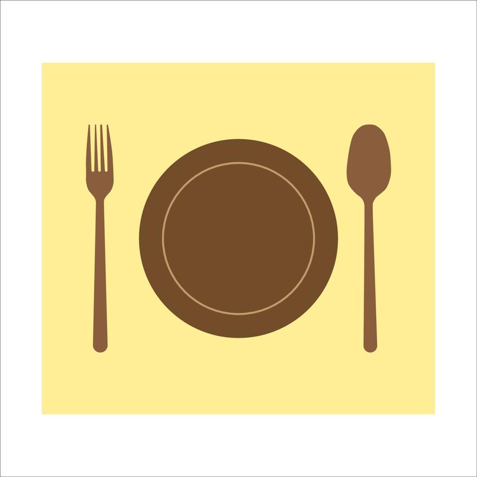 plate, spoon, fork and knife cutlery vector design
