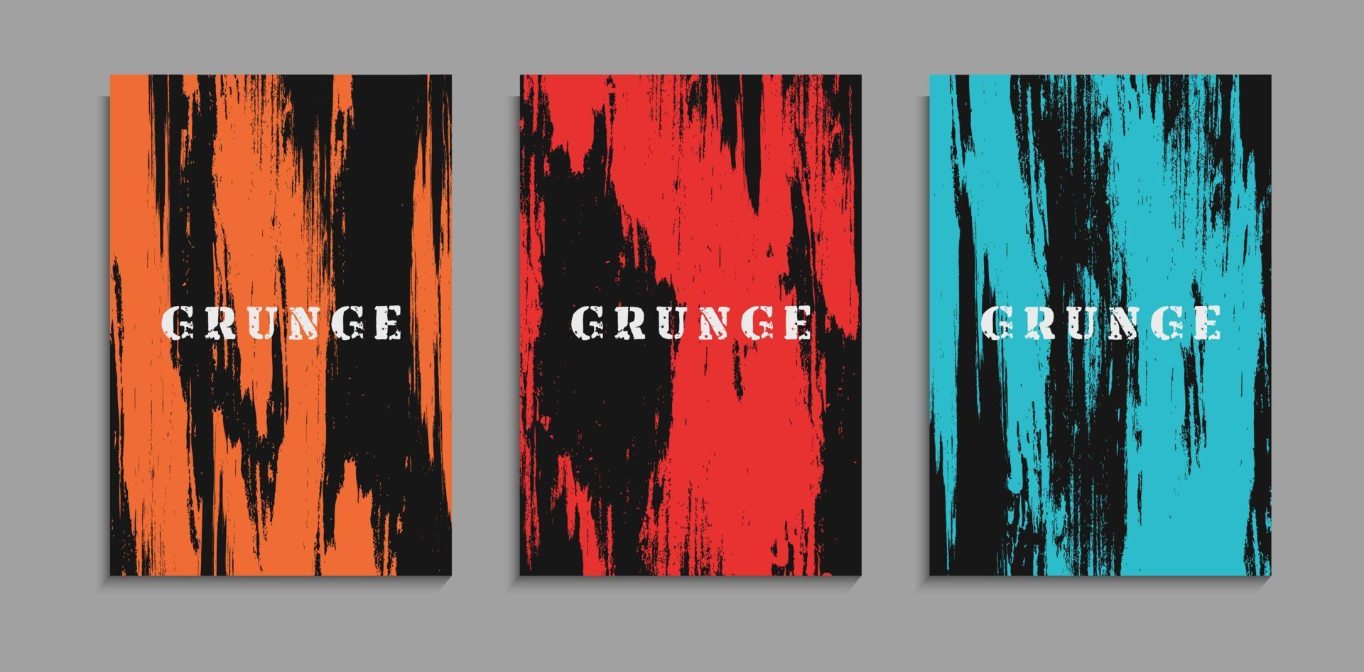 Set Abstract Grunge Rough Texture In Black A4 Template vector