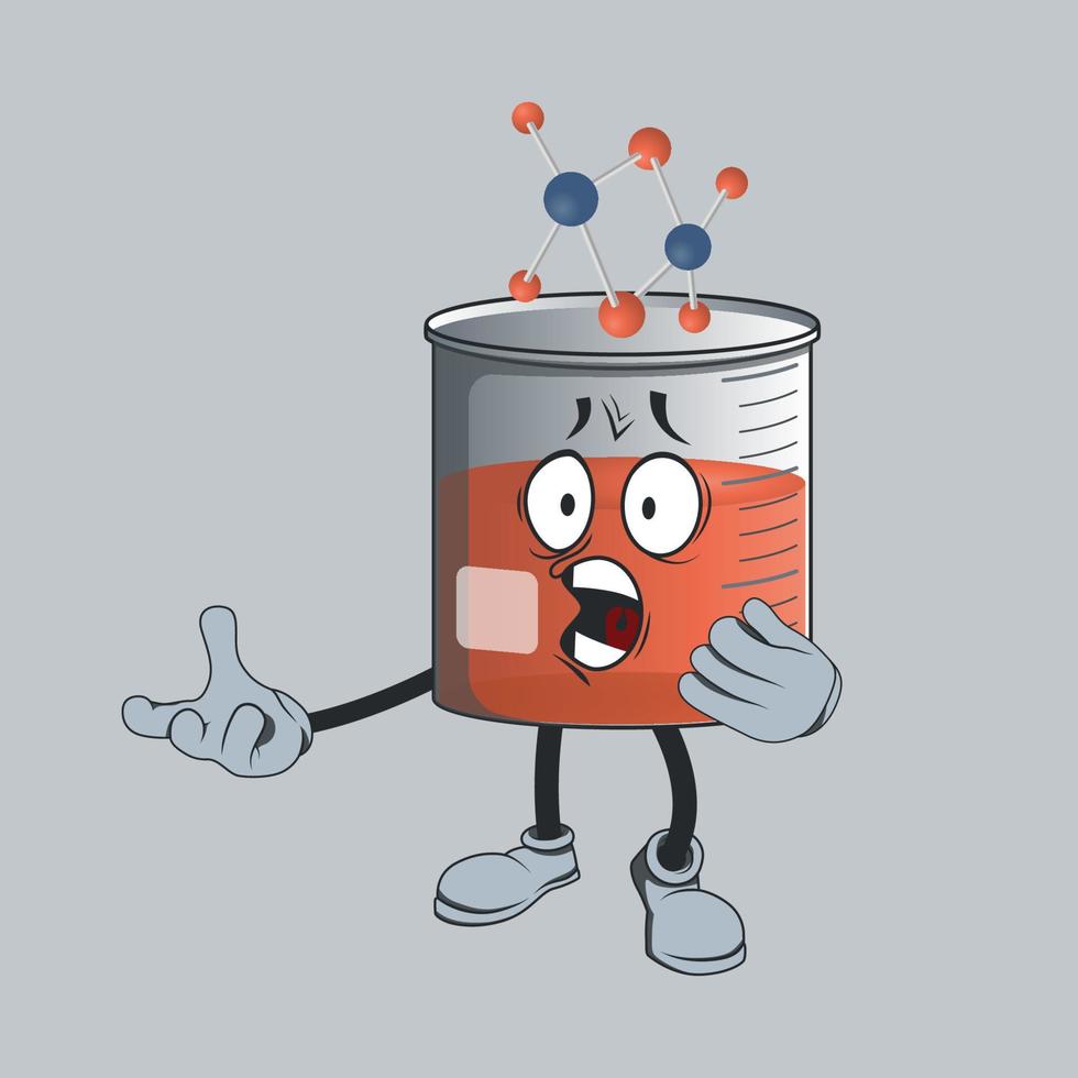 flat beaker cartoon character with happy facial expression vector