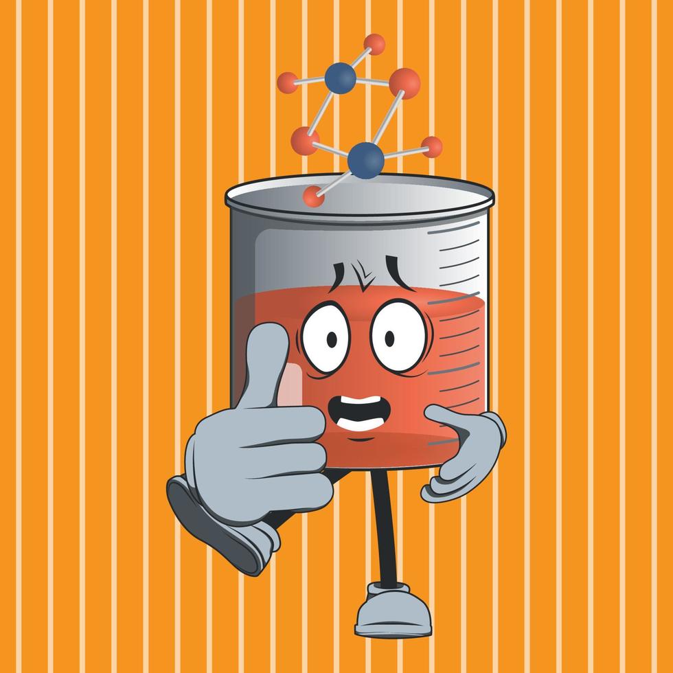 flat beaker cartoon character with happy facial expression vector