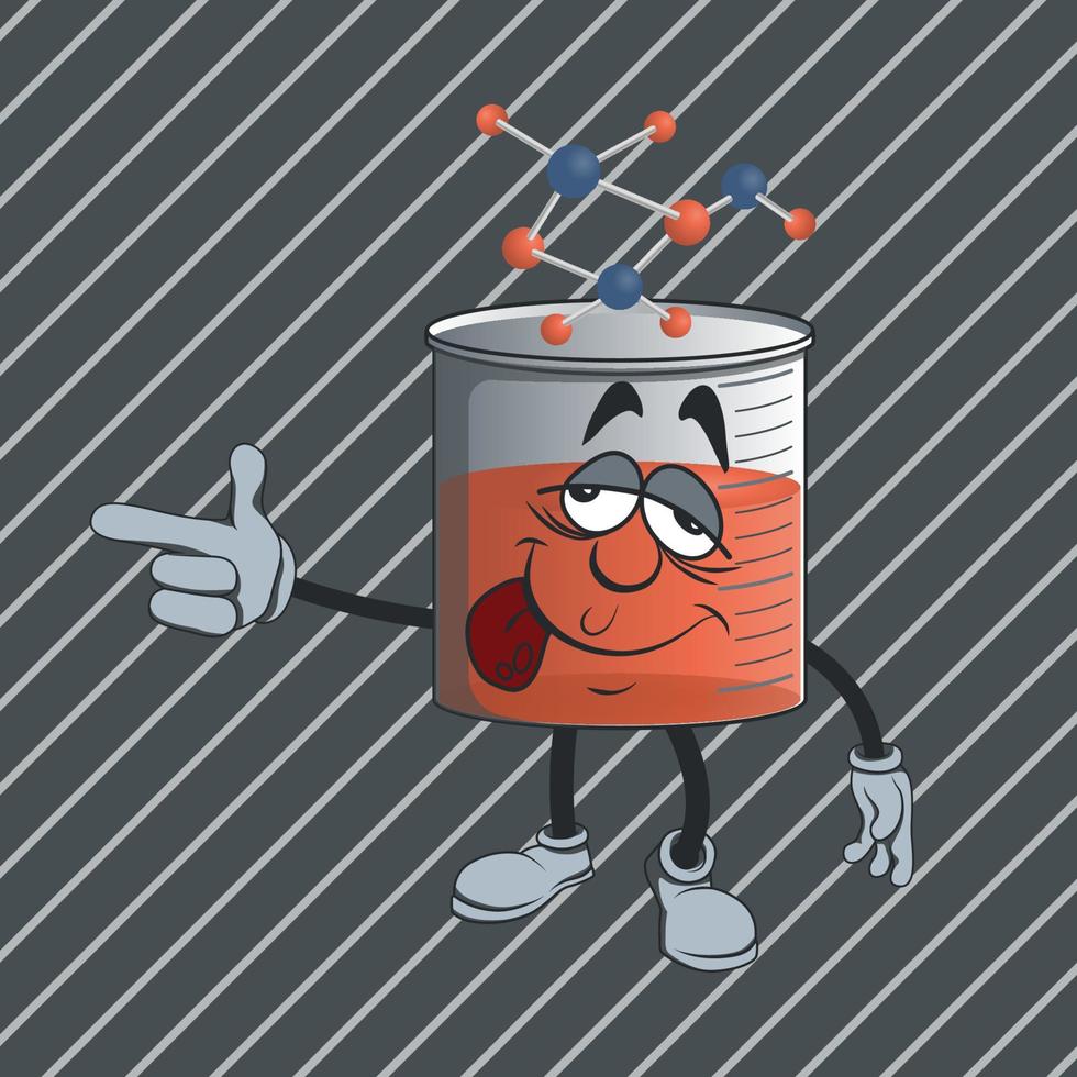 flat beaker cartoon character with happy facial expression vector