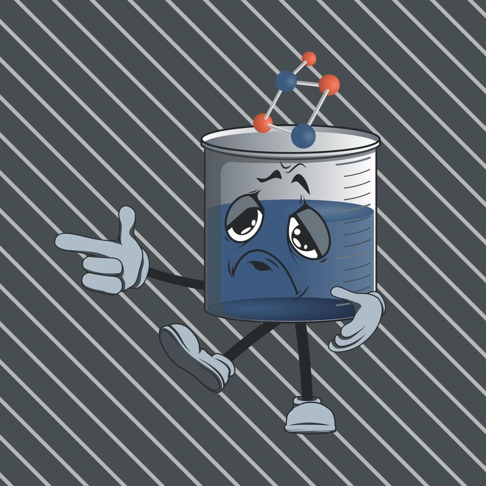 flat beaker cartoon character with happy facial expression vector