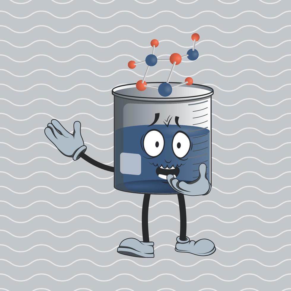 flat beaker cartoon character with happy facial expression vector