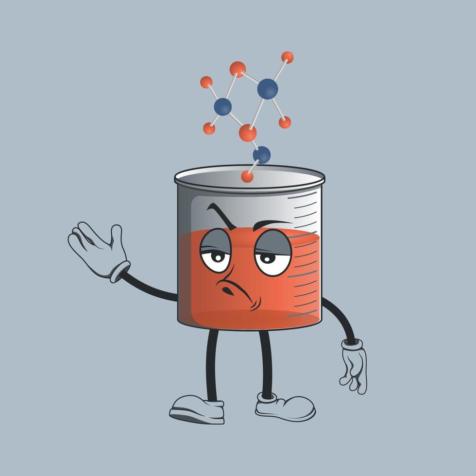 flat beaker cartoon character with happy facial expression vector