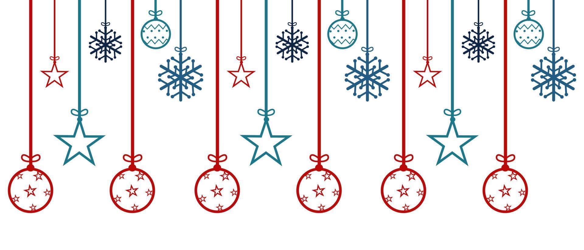 Christmas hanging baubles decoration colorful. Vector clipart