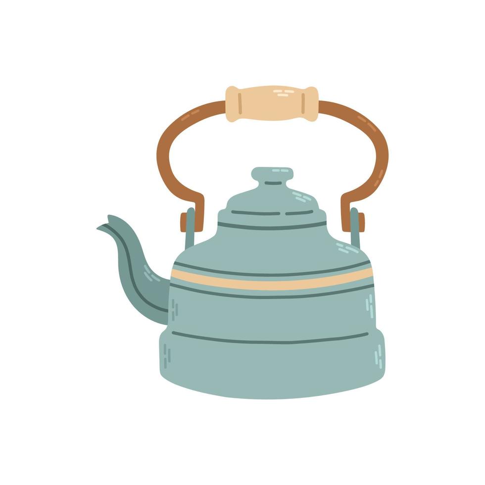 tetera azul simple para té de estilo antiguo. diseño de stock aislado en un fondo blanco para sitios web y aplicaciones. ilustración vectorial vector