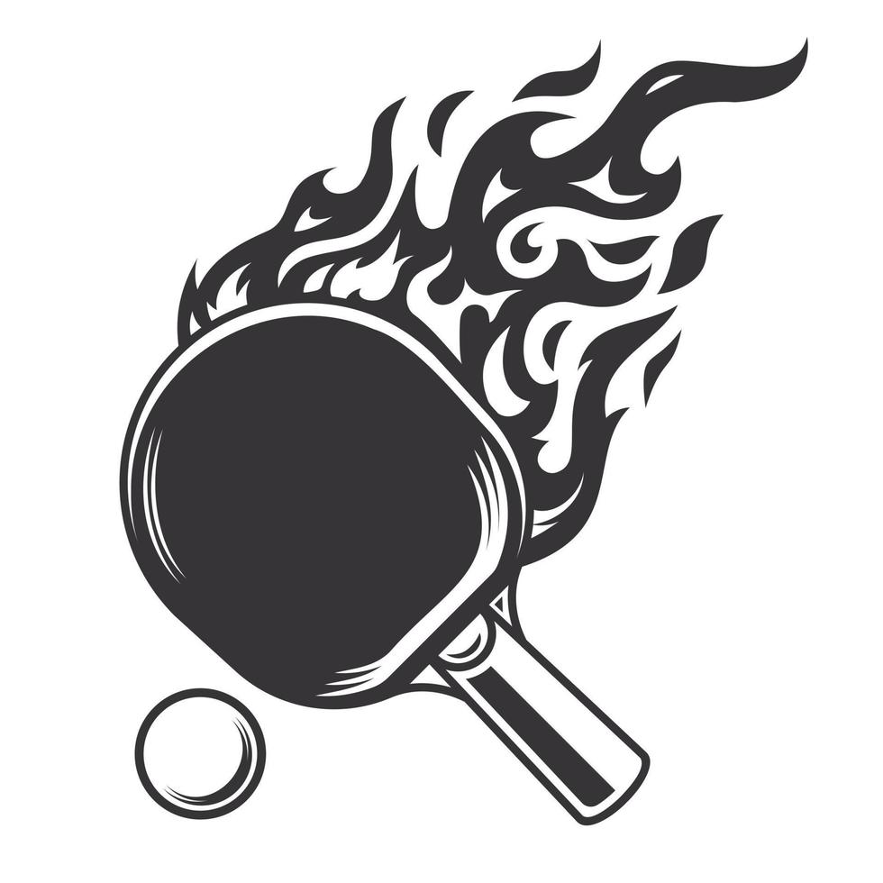 logosilueta de fuego de tenis de mesa. logotipos o iconos de arte de línea del club de ping pong. ilustración vectorial vector