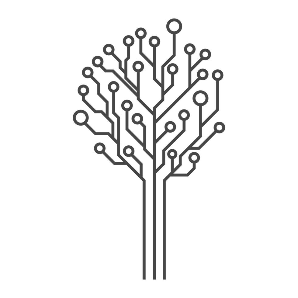 diseño de logotipo de tecnología de árbol de circuito. innovador icono de negocio de concepto de tecnología digital. vector