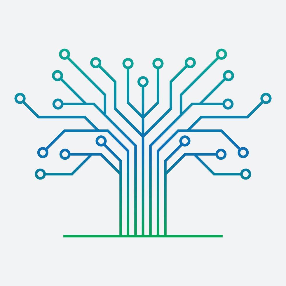 Circuit tree tech logo design. Innovative digital technology concept business icon. vector