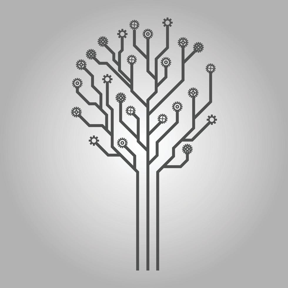 diseño de logotipo de tecnología de árbol de circuito. innovador icono de negocio de concepto de tecnología digital. vector