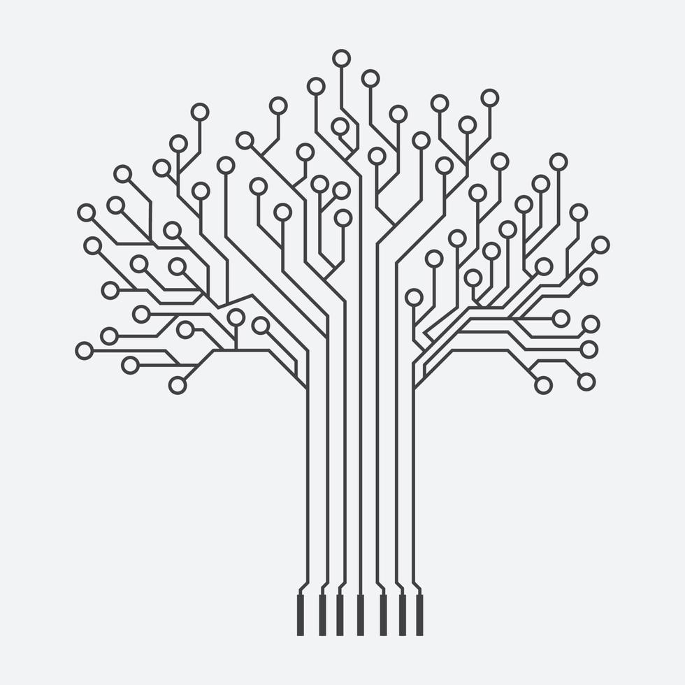 diseño de logotipo de tecnología de árbol de circuito. innovador icono de negocio de concepto de tecnología digital. vector