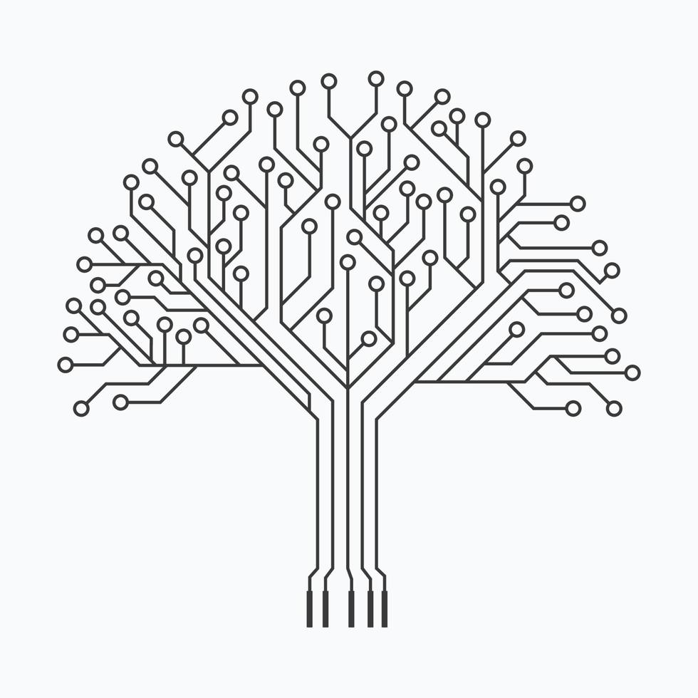 Circuit tree tech logo design. Innovative digital technology concept business icon. vector