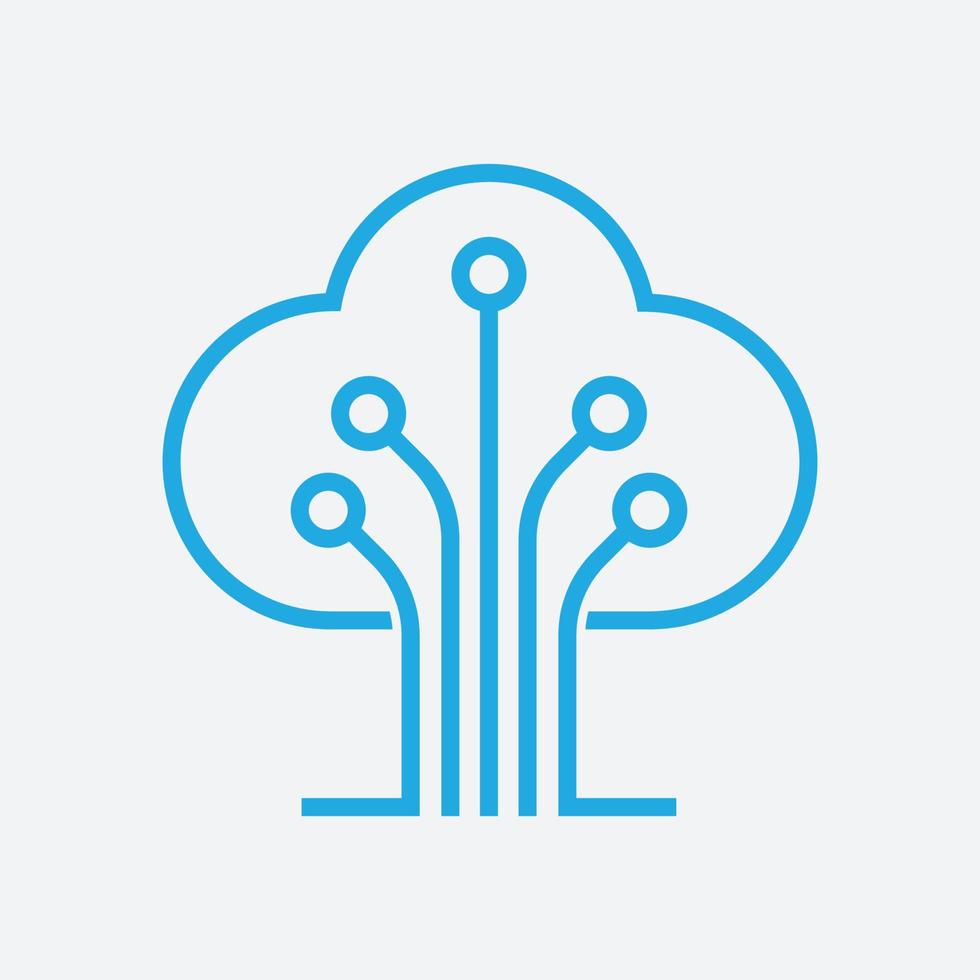 Circuit tree tech logo design. Innovative digital technology concept business icon. vector