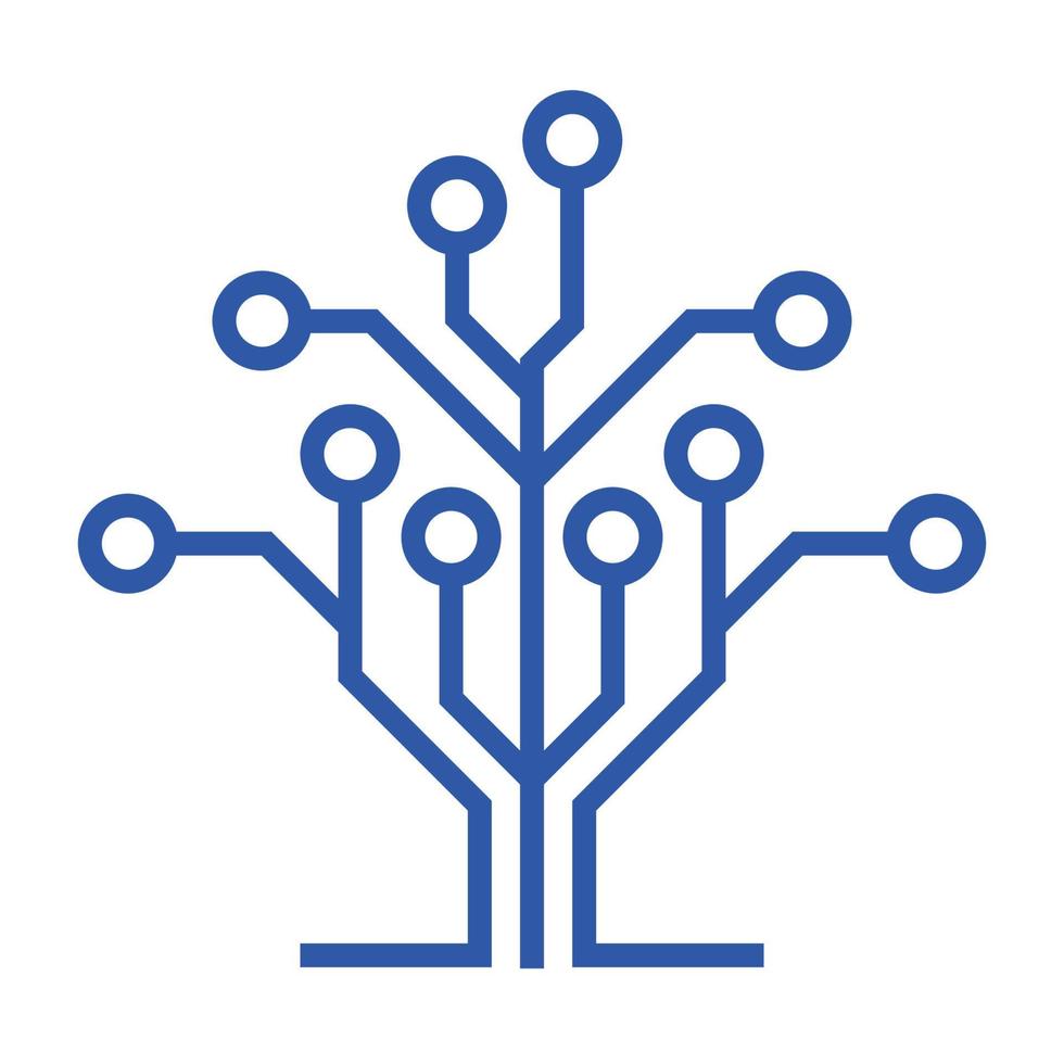 diseño de logotipo de tecnología de árbol de circuito. innovador icono de negocio de concepto de tecnología digital. vector