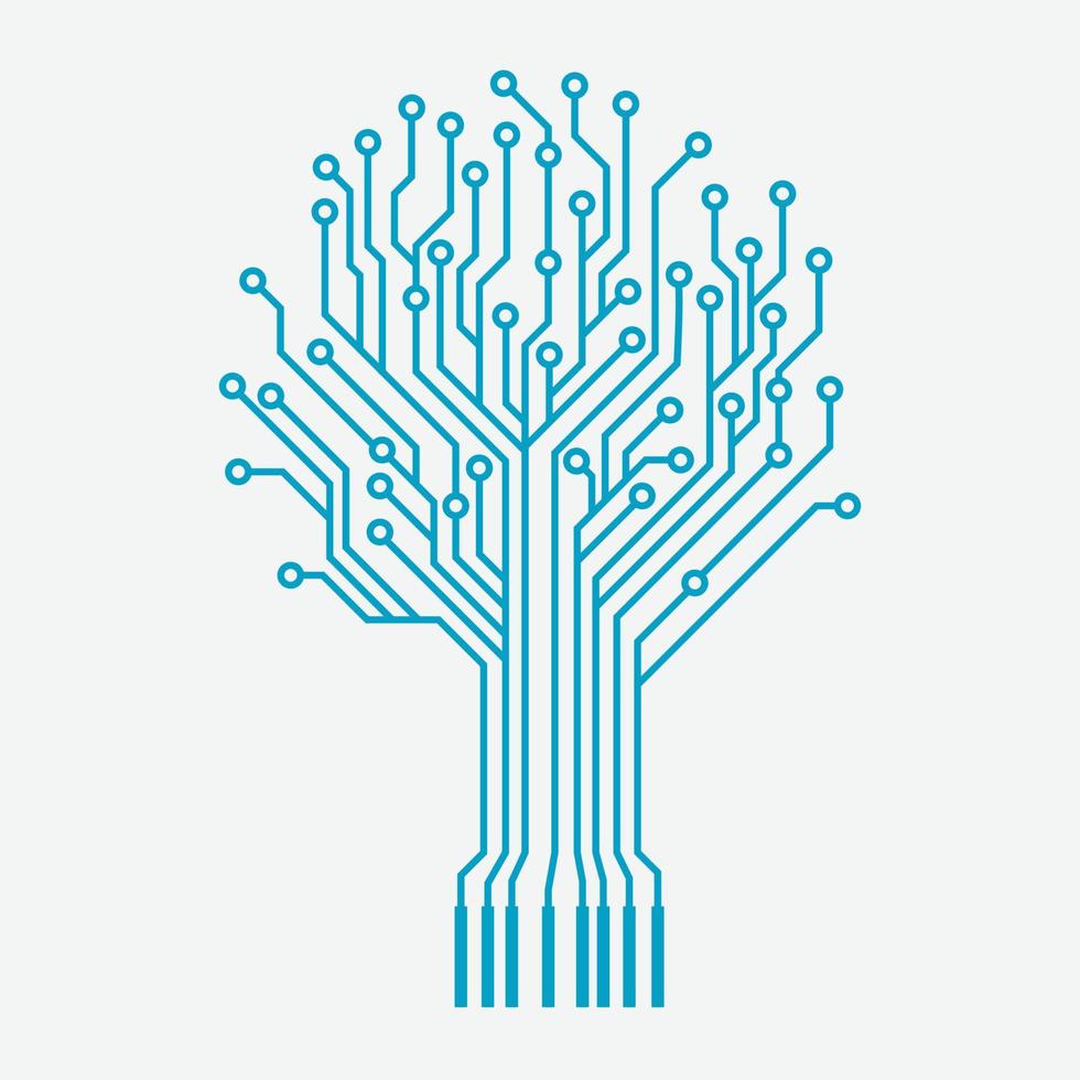 Circuit tree tech logo design. Innovative digital technology concept business icon. vector