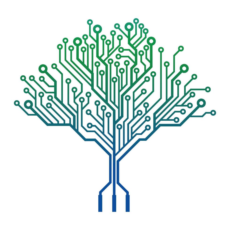 Circuit tree tech logo design. Innovative digital technology concept business icon. vector