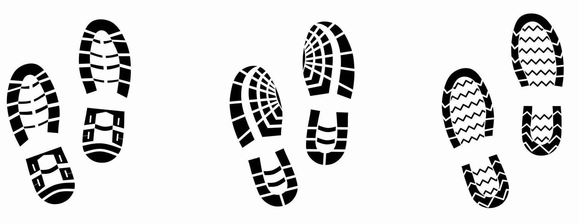 footprint shoes icon set isolated on white background vector