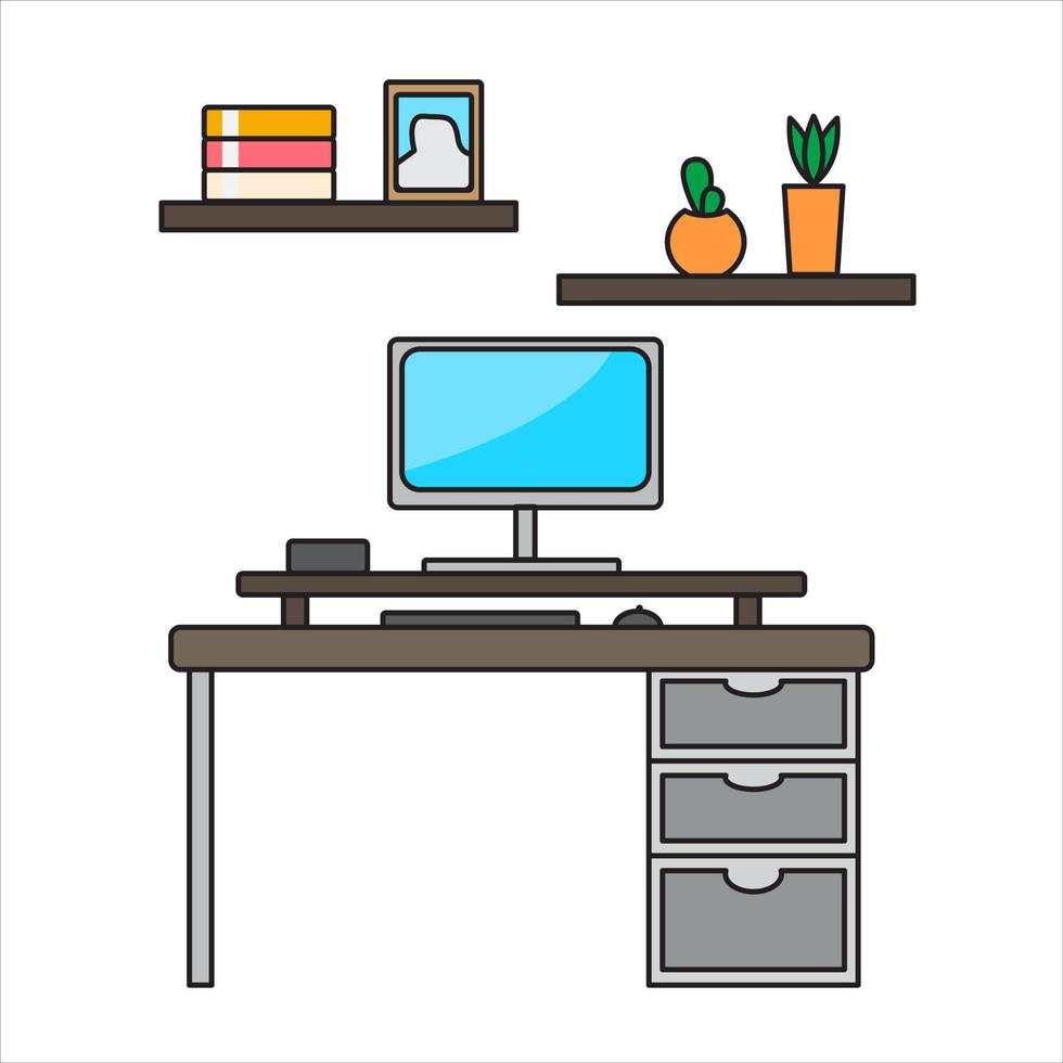 work desk set up illustration vector