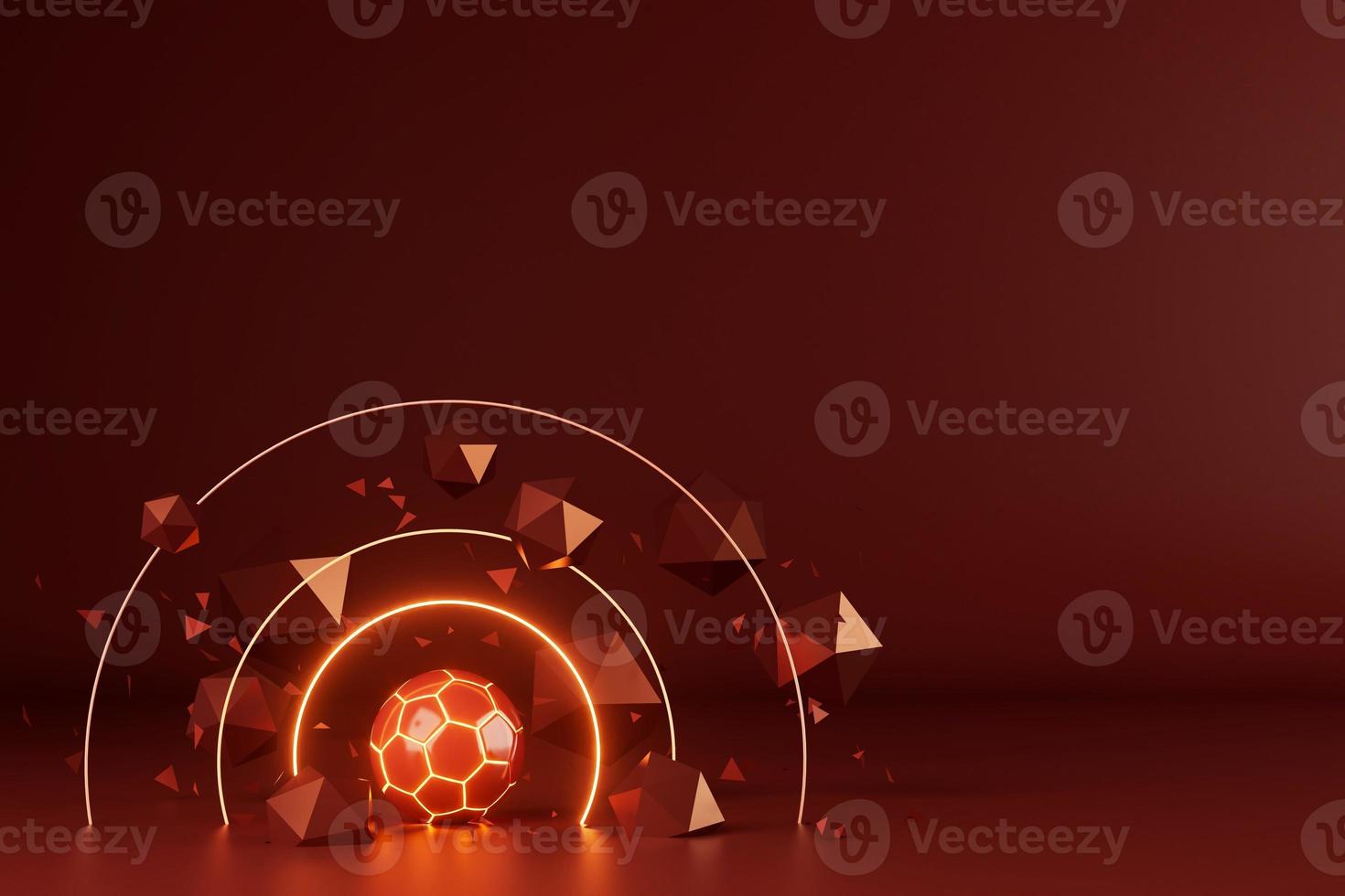 3d football object design. realistic rendering. abstract futuristic background. 3d illustration. motion geometry concept. sport competition graphic. tournament game bet content. soccer ball element. photo