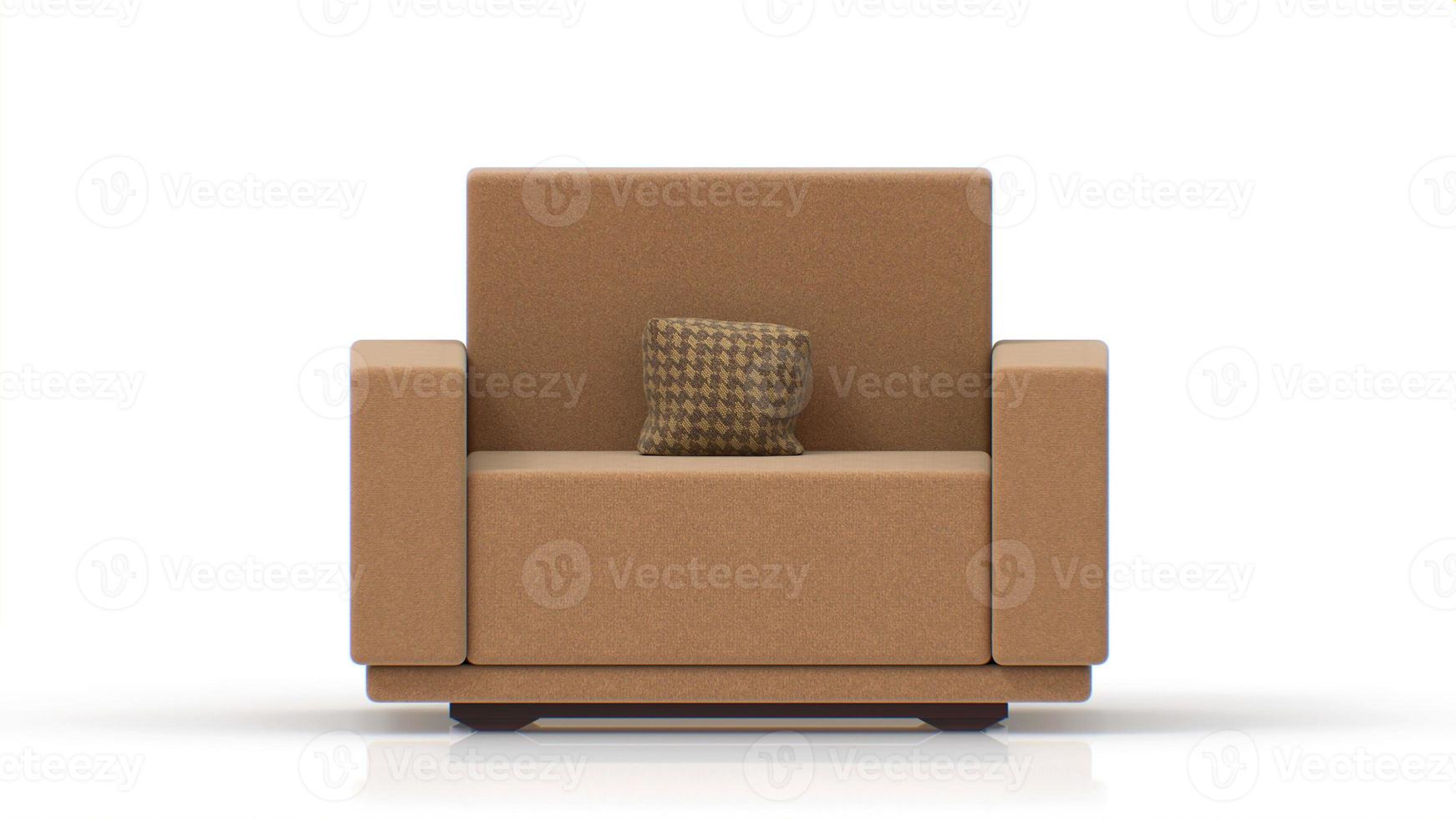 3D Realistic Single Sofa Model Front View photo