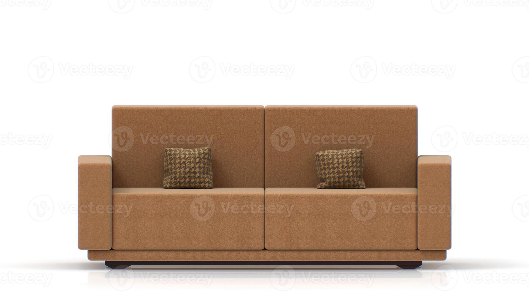 3D Realistic 2 Seat Sofa Model Front View photo