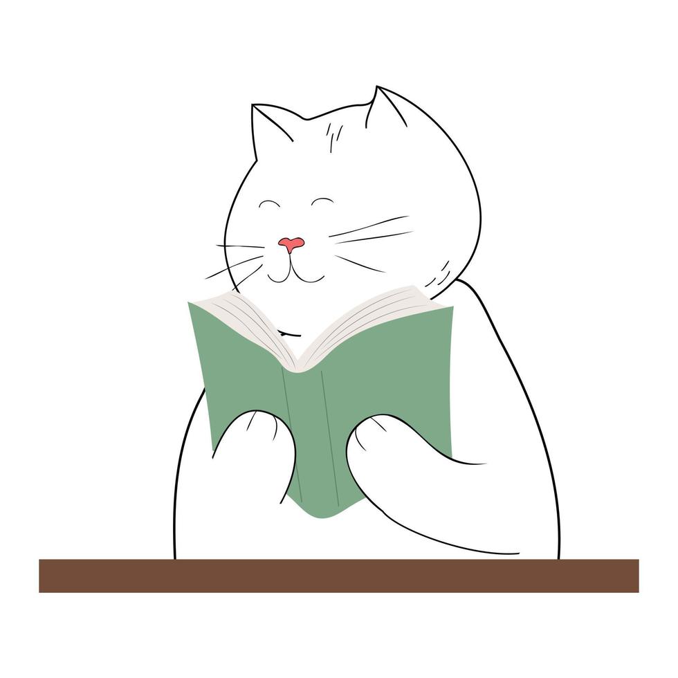 Cat reading a book vector