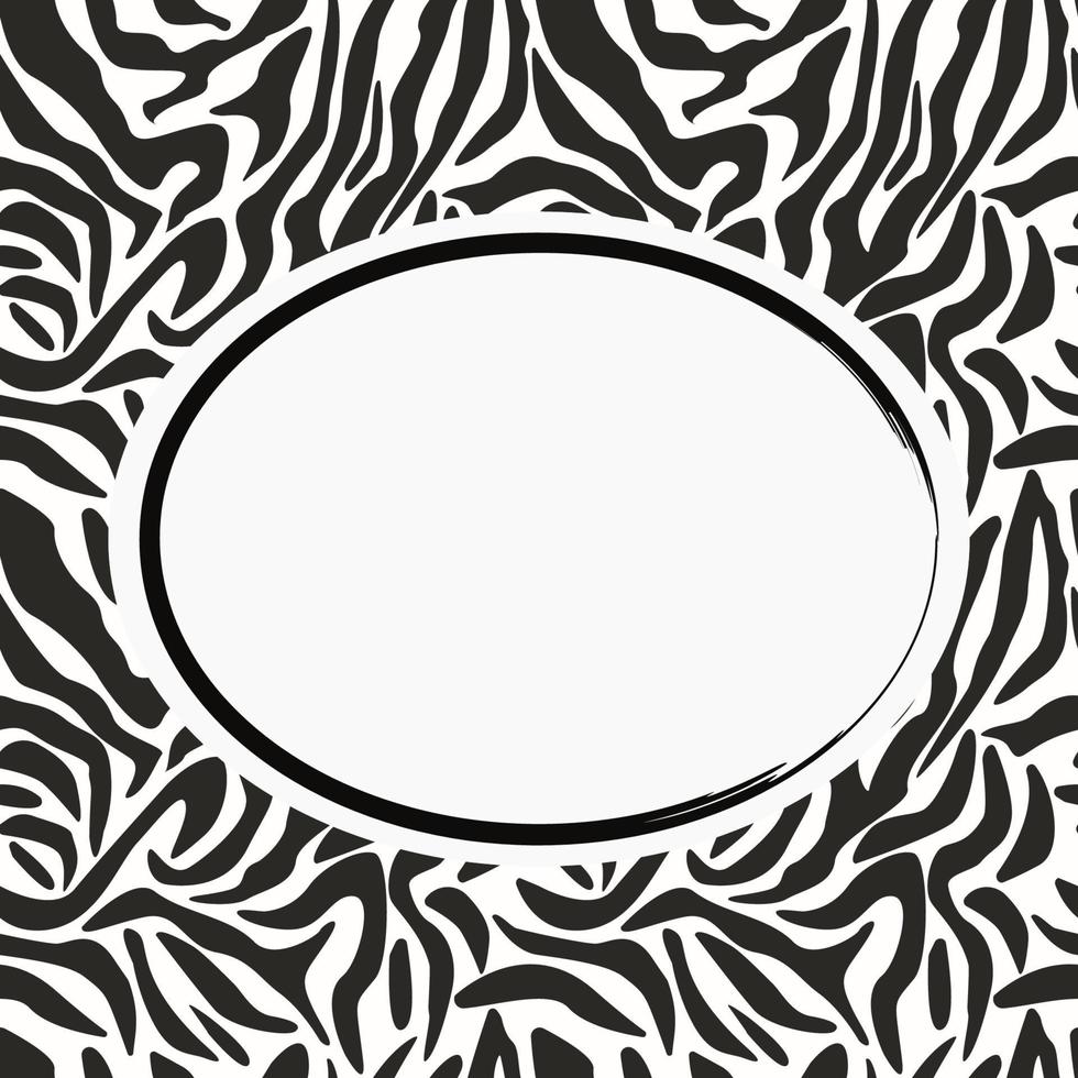 Abstract vector frame. Vector frame with black and white print. Abstract tiger print. Banner or postcard with a frame.