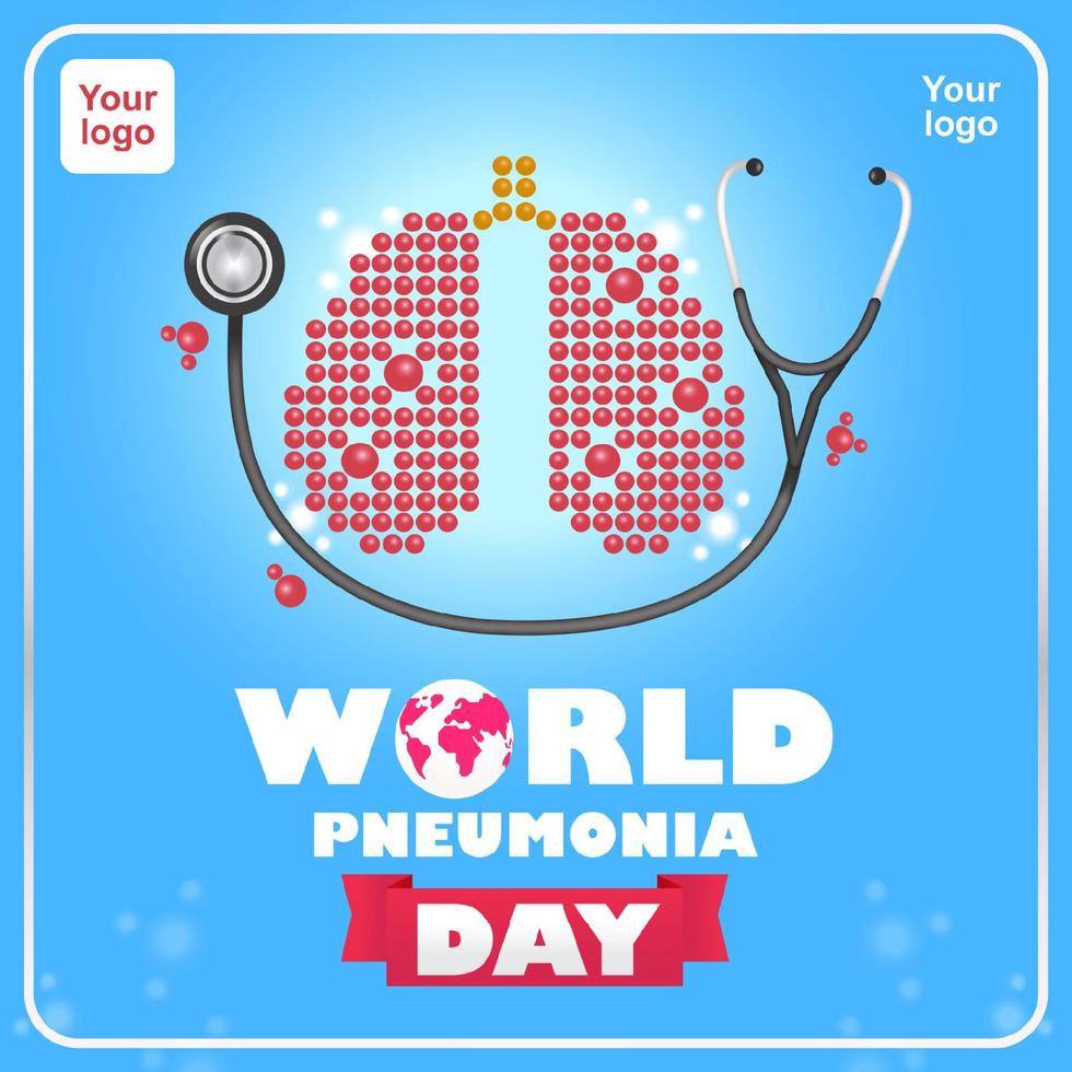World Pneumonia Day, 3d illustration of a stethoscope and a lung shaped point and. Suitable for events vector