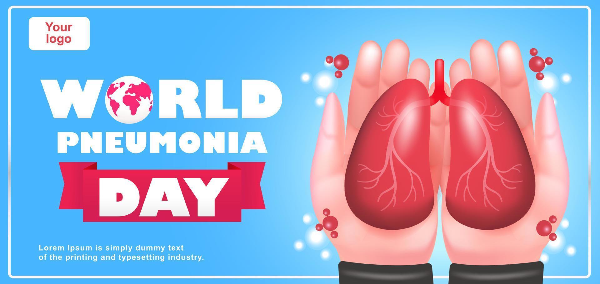 World Pneumonia Day, 3d illustration of a pair of hands holding lungs. Suitable for events vector