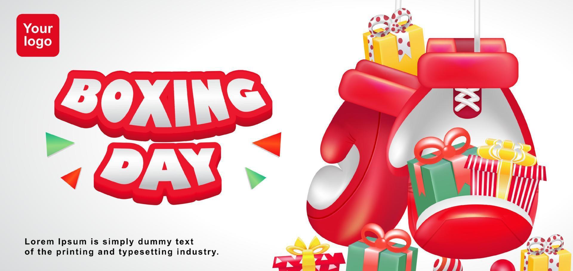 Boxing Day, 3d illustration of a pair of boxing gloves holding a gift. Suitable for events vector