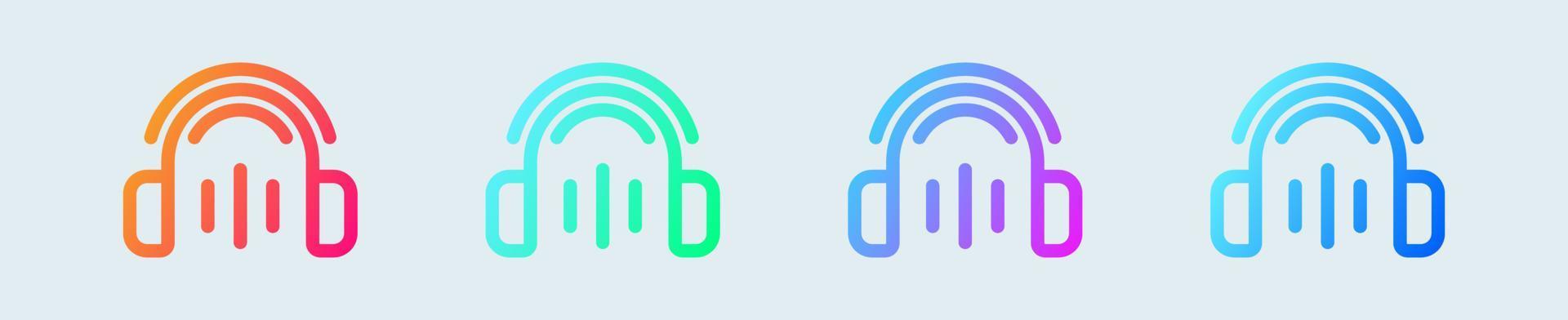 Headphones line icon in gradient colors. Earphones signs vector illustration.