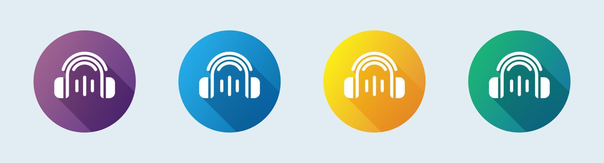 Headphones solid icon in flat design style. Earphones signs vector illustration.