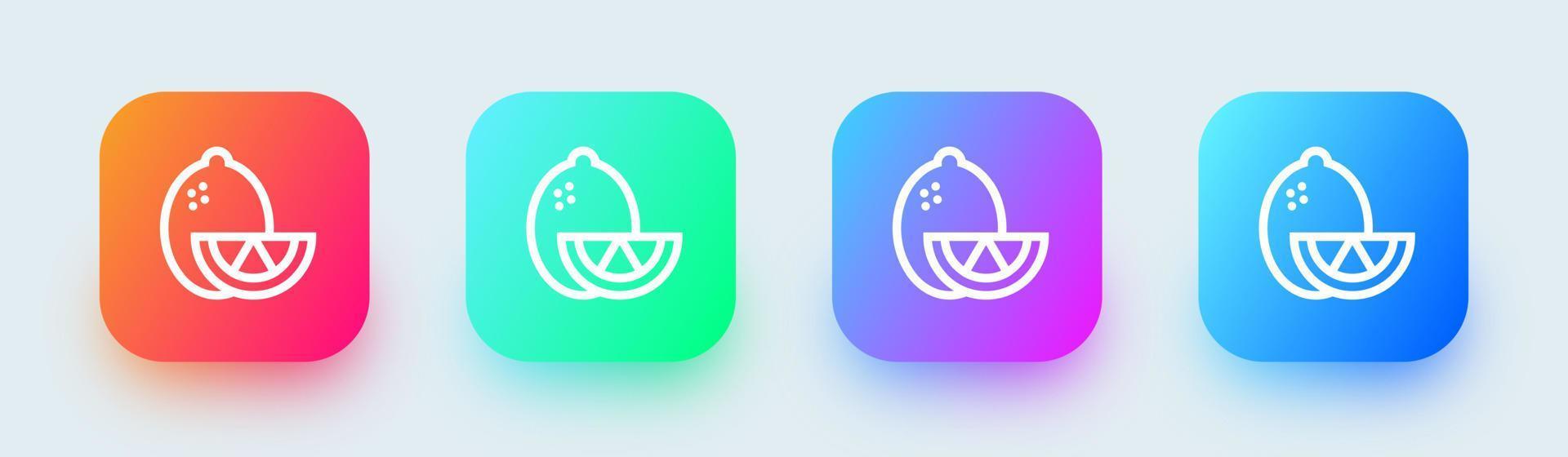 Lemon line icon in square gradient colors. Fruit signs vector illustration.