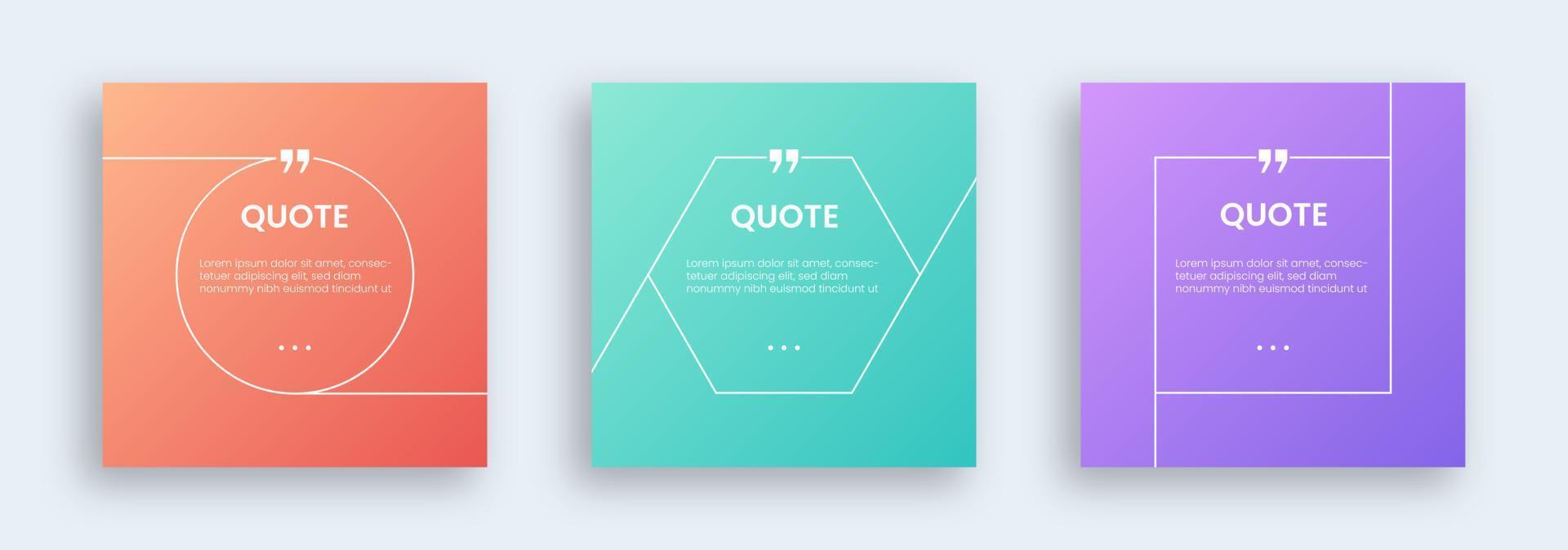 Quotes template collection for social media feed. Editable text template. vector