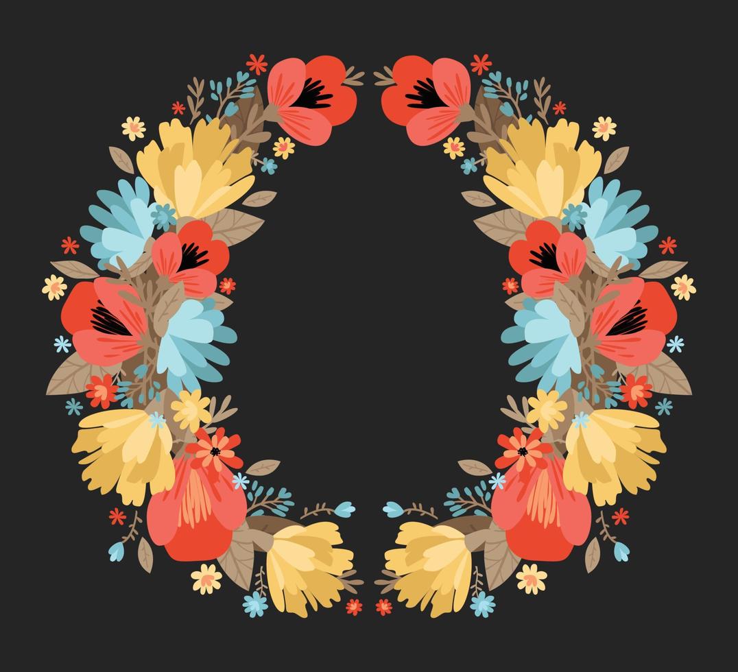 Flowers frame. Modern flat vector illustration.