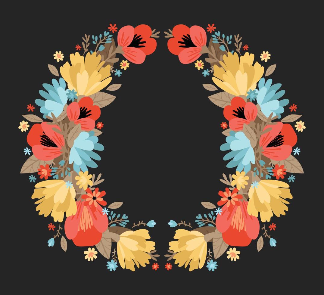 Flowers frame. Modern flat vector illustration.