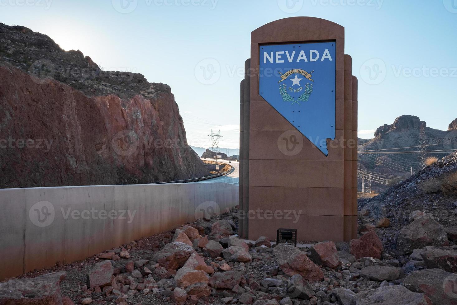 Battle Born Nevada Text Signboard By Bridge At Hoover Dam photo