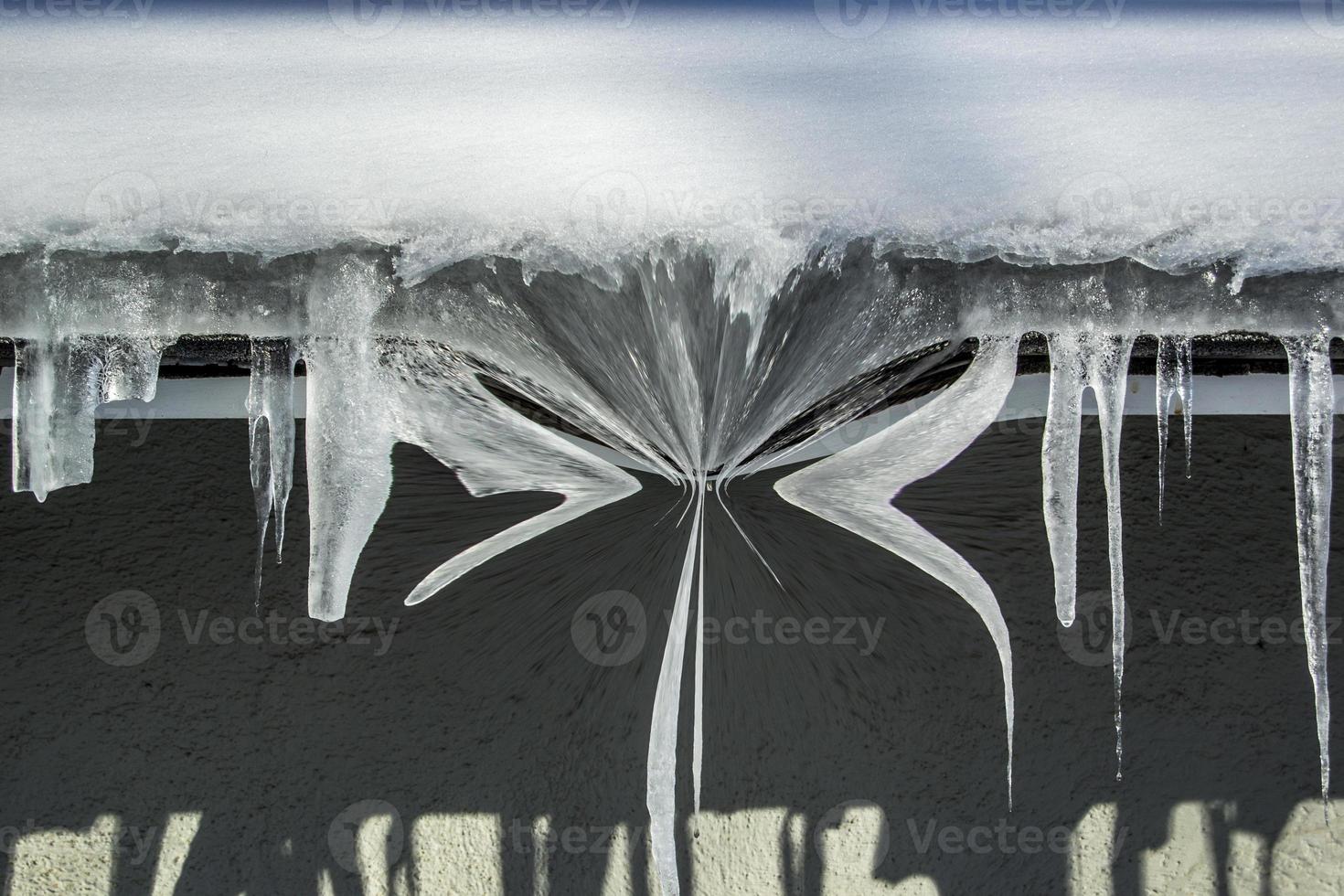 Digital Illustration Icicles on a Roof Background photo