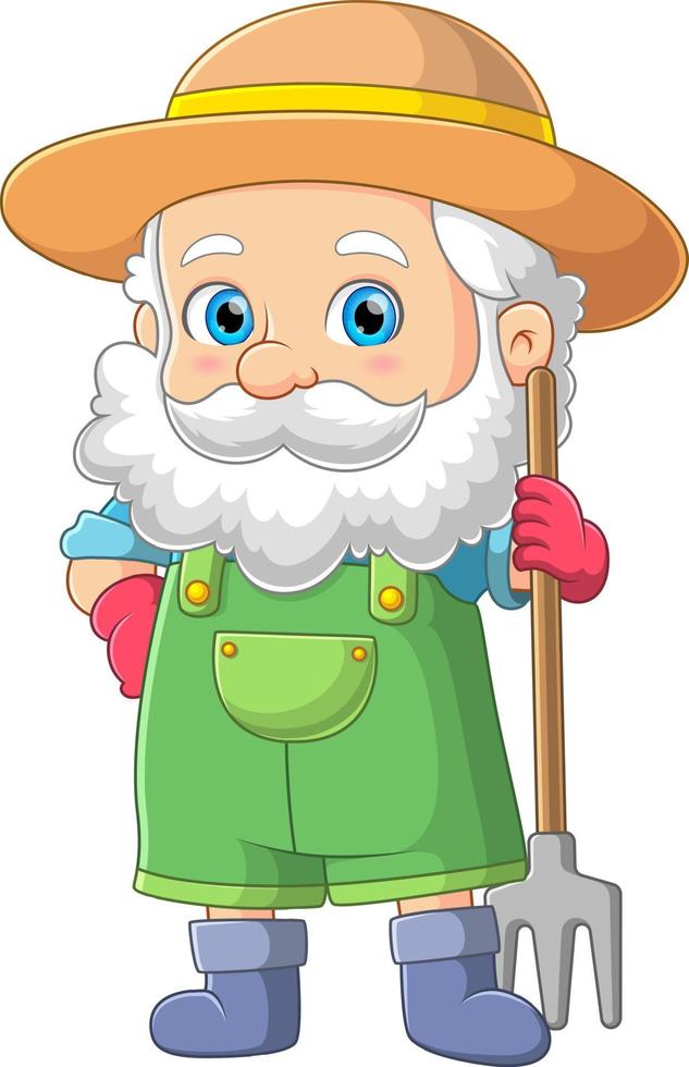 The farmer santa claus is ready for harvesting the garden vector