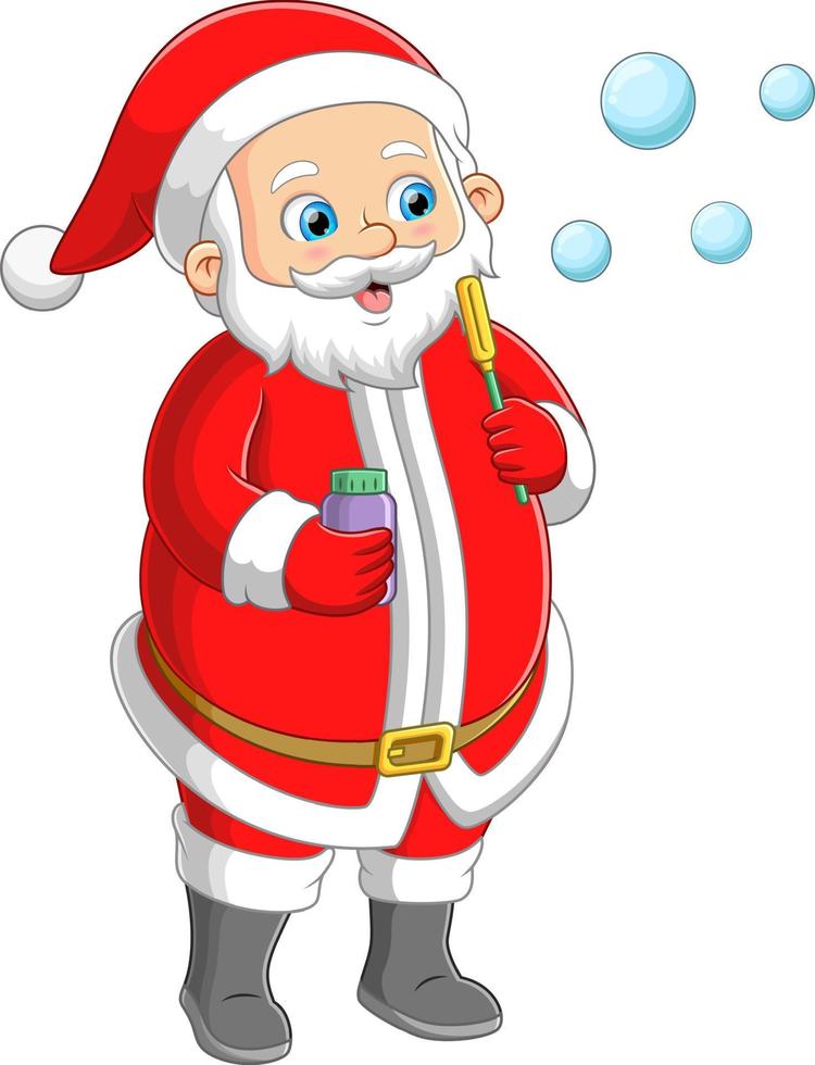 Santa claus blowing soap bubbles vector