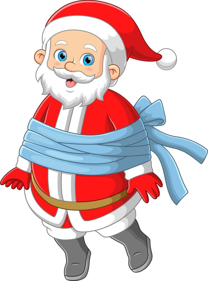 santa claus con cinta azul atada vector