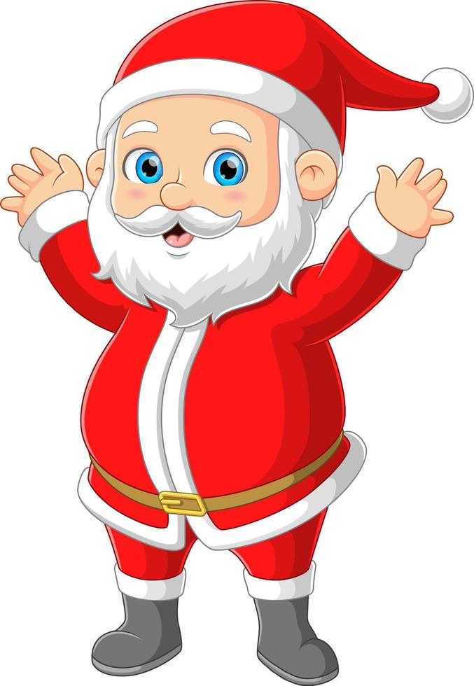 el santa claus está saludando a los niños y muy feliz de conocer a los niños vector