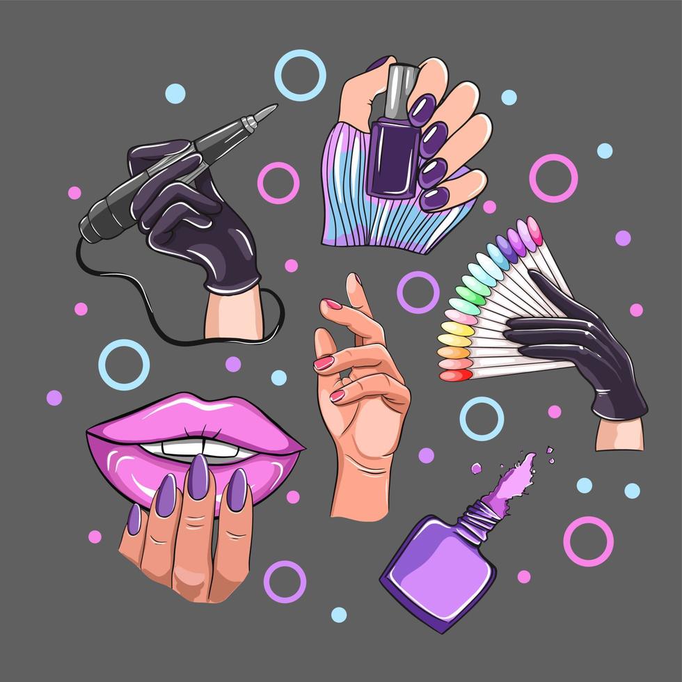 Ilustración de vector de concepto de uñas y manicura