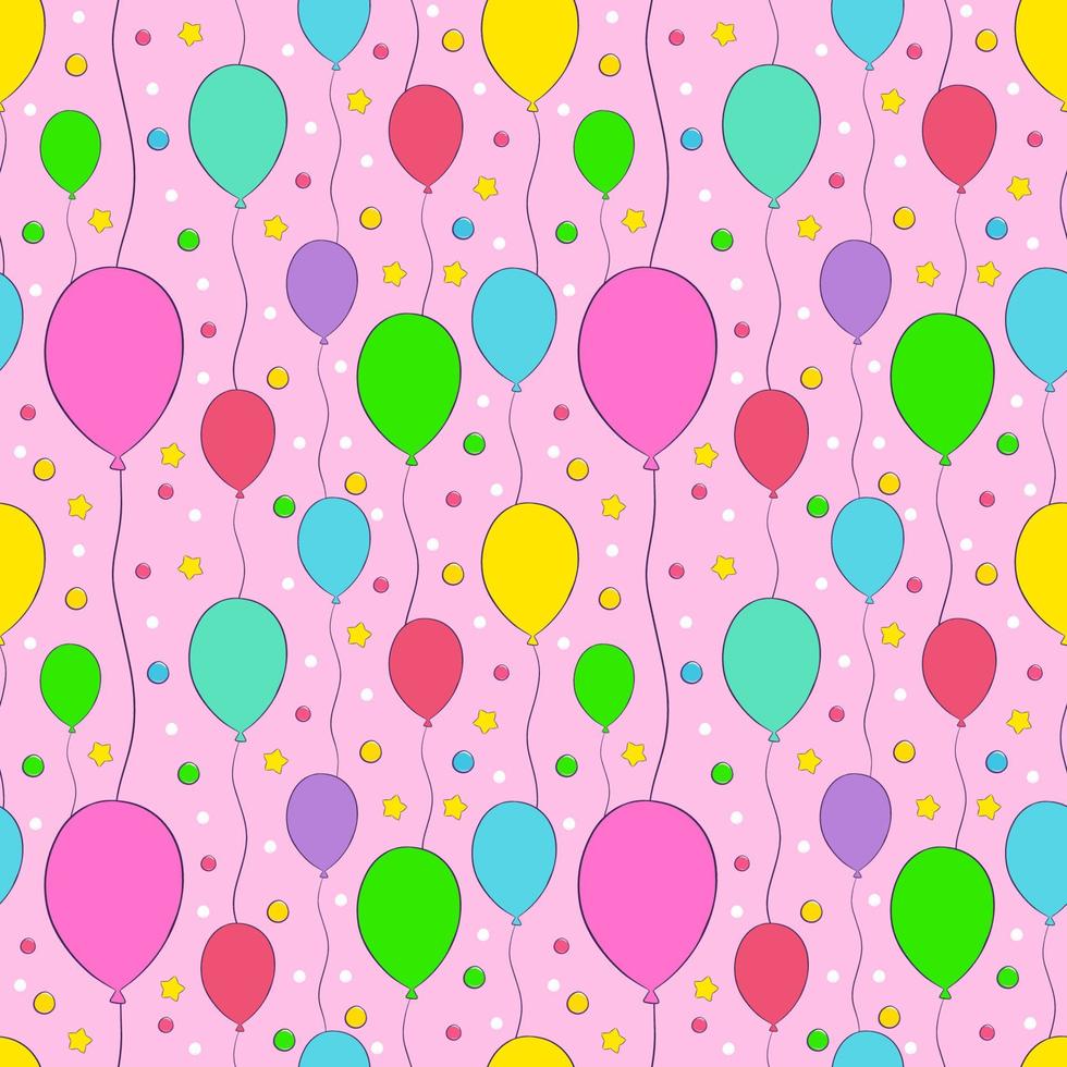 Seamless festive pattern with balloons. Vector endless background