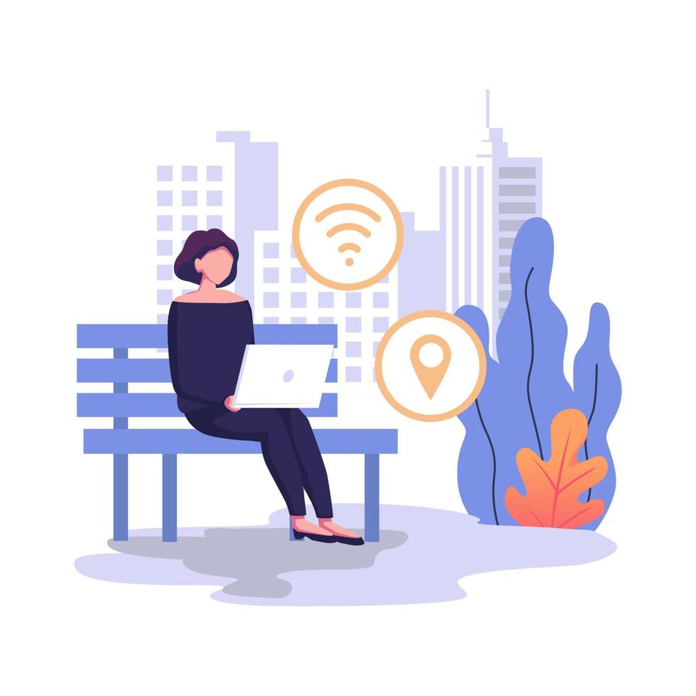 diseño de ilustración de estilo plano de punto de acceso wifi público vector