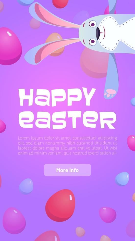 Happy Easter poster with eggs and cute bunny vector