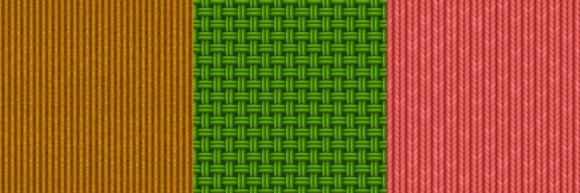 Textures of woven fabric, corduroy and knit vector