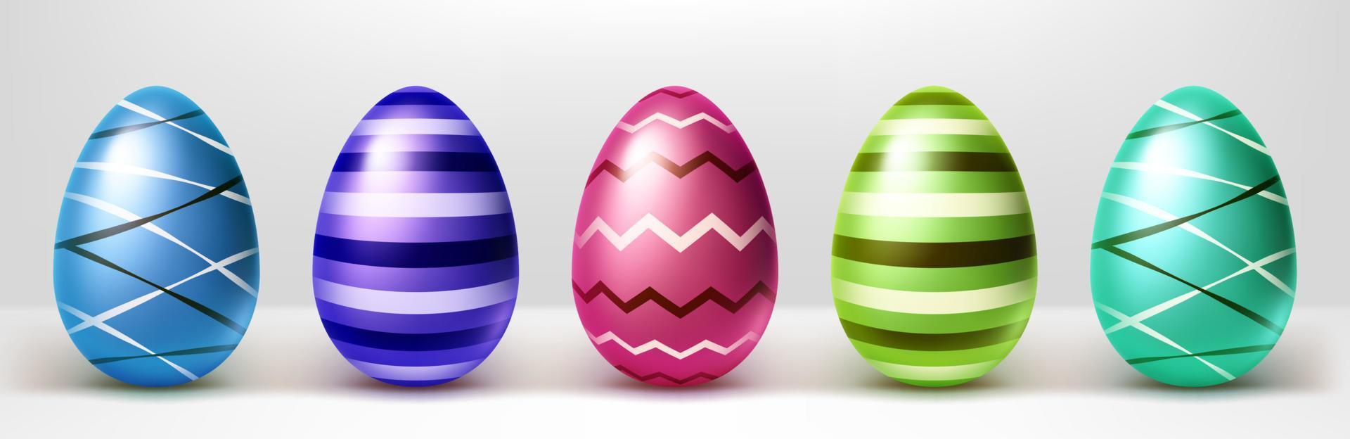 fila de huevos de pascua coloridos, objetos vectoriales aislados vector