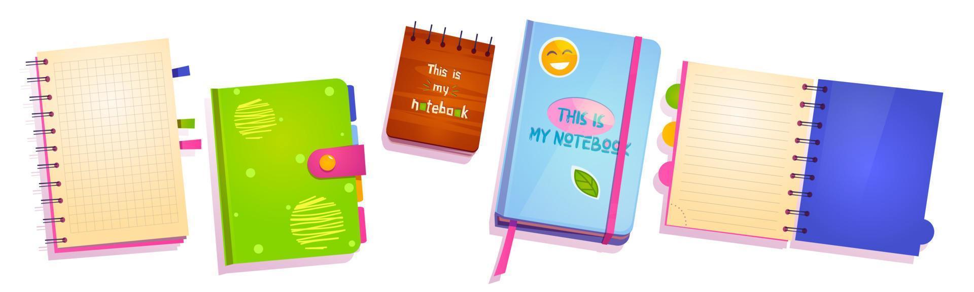 Notebooks, notepads, diary, planners vector