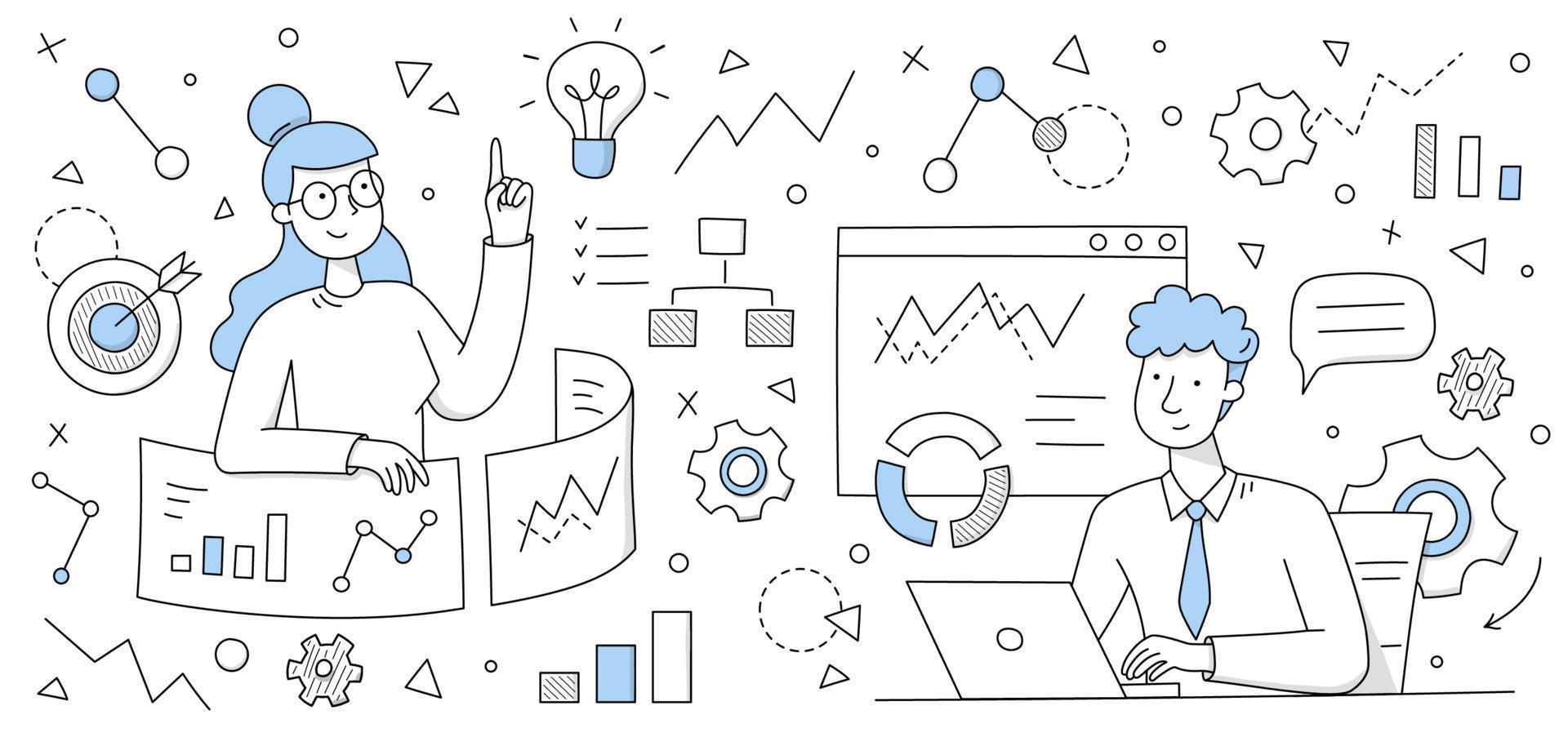 Data analysis business concept, analysts people vector